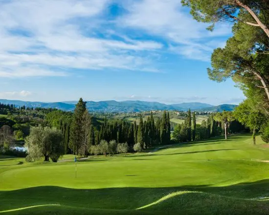 7 nights with breakfast at La Bagnaia Golf Resort and three green fees per person (Royal Golf La Bagnaia, Castelfalfi and Ugolino)