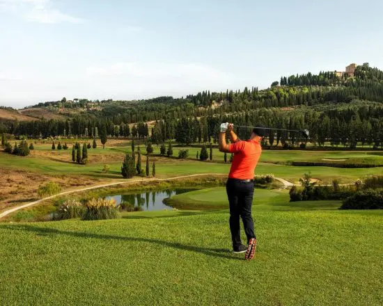 7 nights with breakfast at La Bagnaia Golf Resort and three green fees per person (Royal Golf La Bagnaia, Castelfalfi and Ugolino)