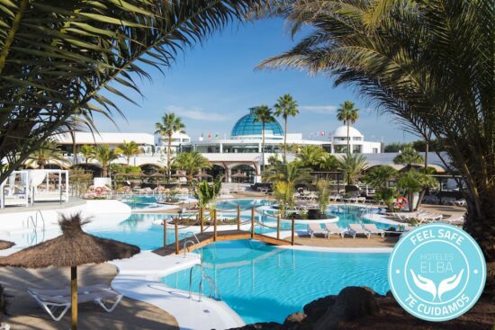 7 nights with half board at Elba Lanzarote Royal Village Resort and 3 green fees per person ( GC Lanzarote and Costa Teguise)